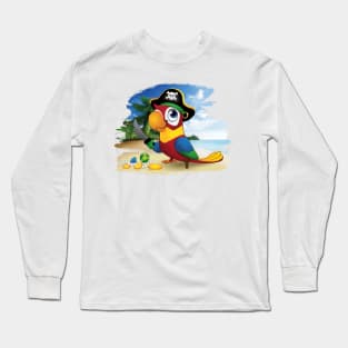 Pirate Parrot with Treasure and Sword Long Sleeve T-Shirt